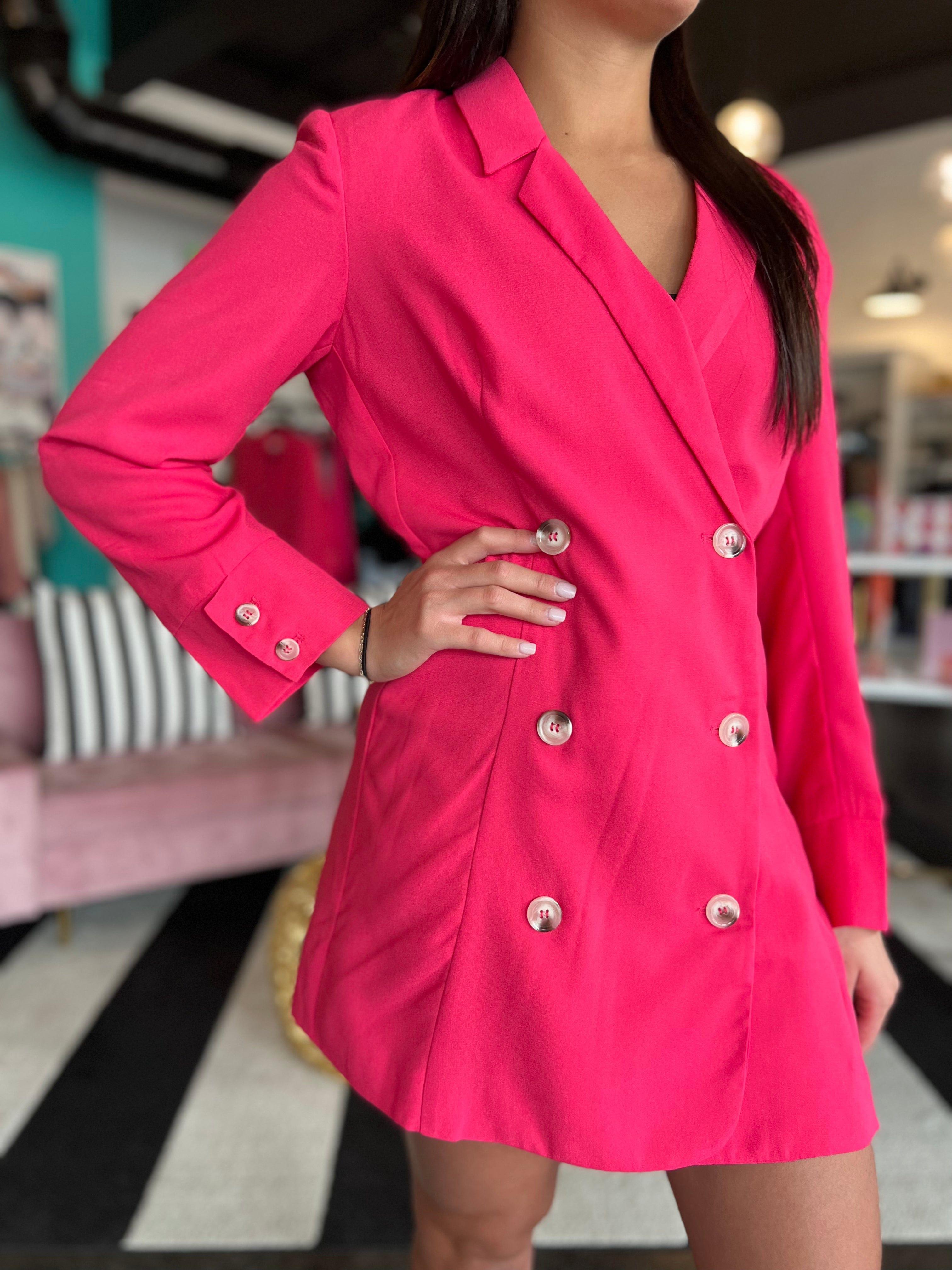 Women's Hot Pink Blazer Dress - Soco Silo