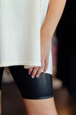 Women's Leather Shorts- Black - Soco Silo