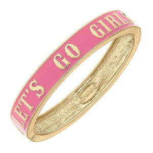 Women's Pink & Gold Lets Go Girls Enamel Bangle - Soco Silo